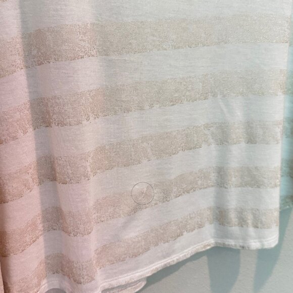 Jennifer Lopez White & Gold Sheer Stripe Modal Tee – Size L - Picture 7 of 7